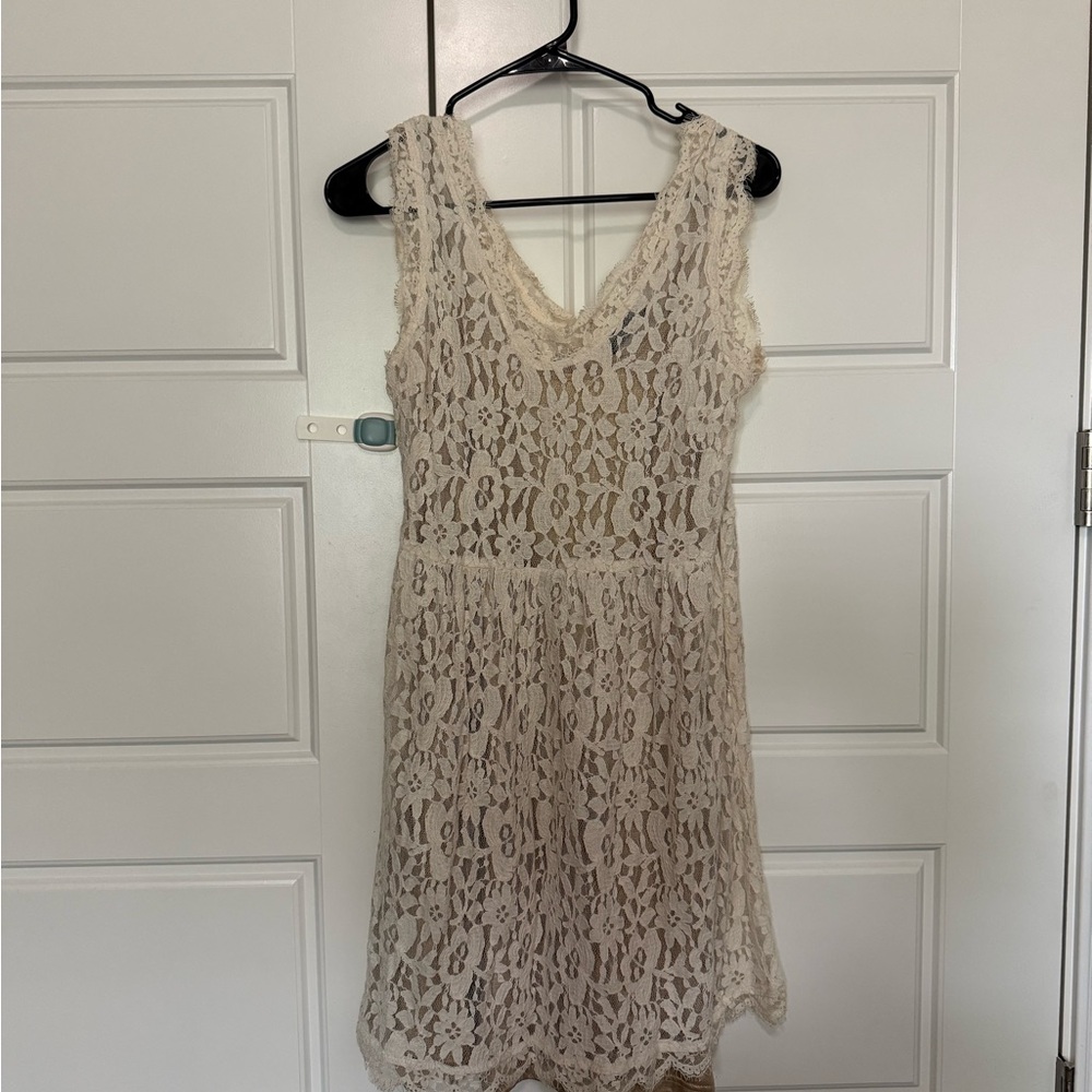 Maude Cream Lace Scoop-Neck Top